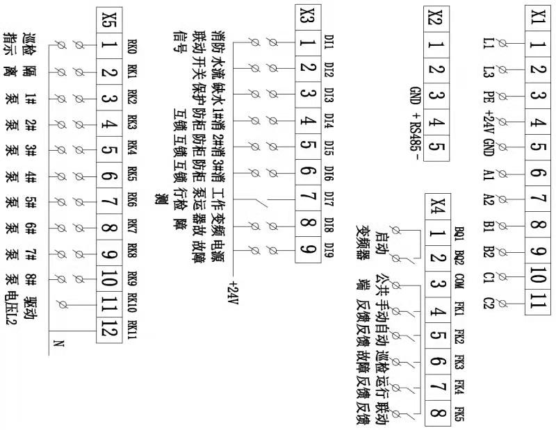 消防泵自動巡檢控制器GYXF3100-8XJ接線圖